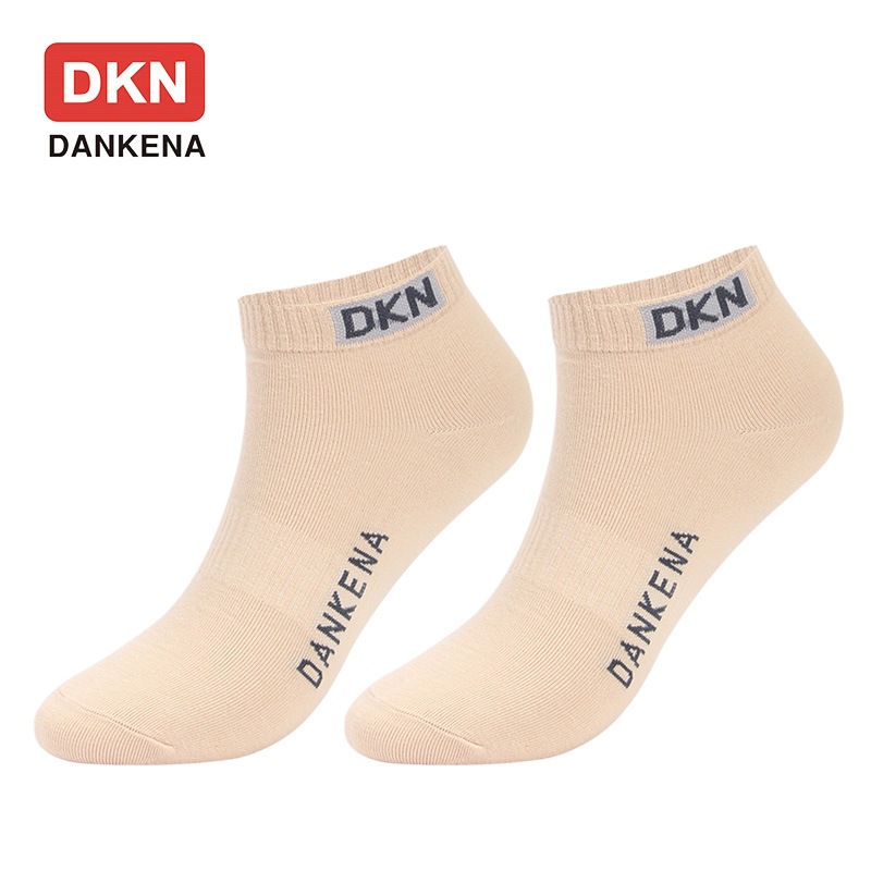 DANKENA 10 Pairs Boat Socks Letters Shallow Mouth Cotton Low Socks Sports Breathable Plain Socks
